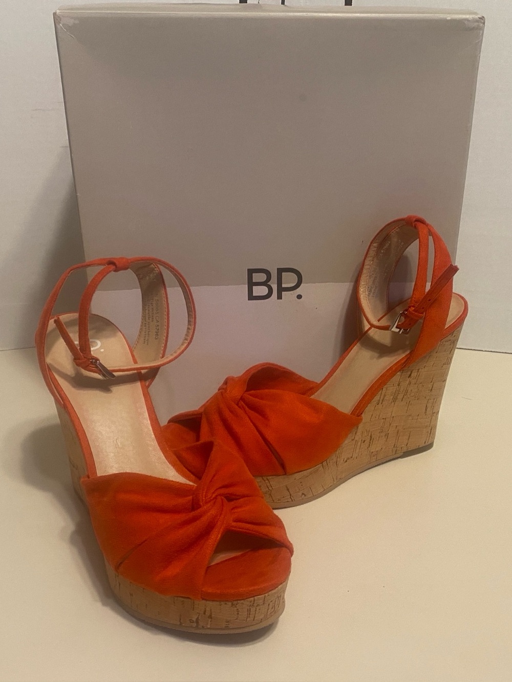 🧡 BP Cork Platform Wedge Sandals Poppy Orange Size 7🧡